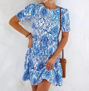 Alicia Printed Short Sleeve Dress