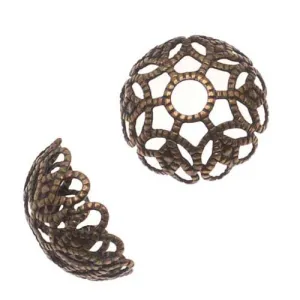 Antiqued Brass Large Ornate Filigree Bead Caps 11mm (20 pcs)