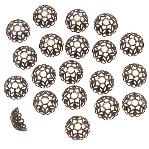 Antiqued Brass Large Ornate Filigree Bead Caps 11mm (20 pcs)