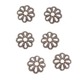 Antiqued Brass Openwork Beaded Daisy Bead Caps 1.3mm x 6mm (50 pcs)