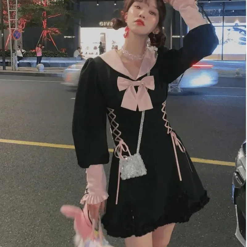 Black Bowknot Lolita Lace Dress