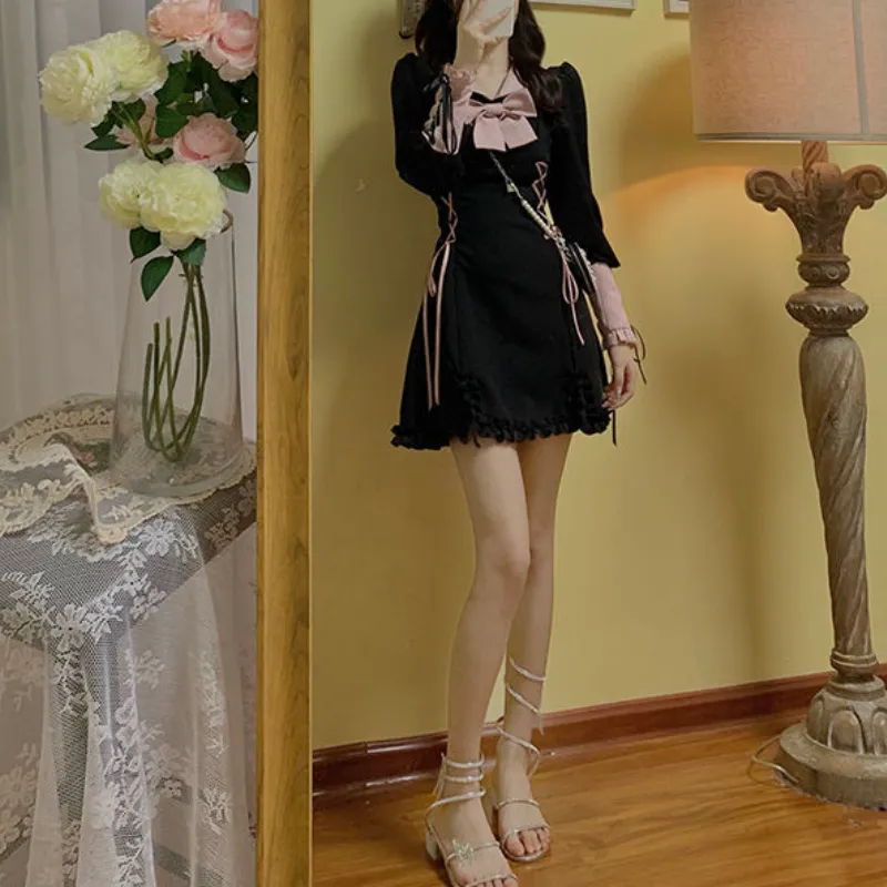 Black Bowknot Lolita Lace Dress