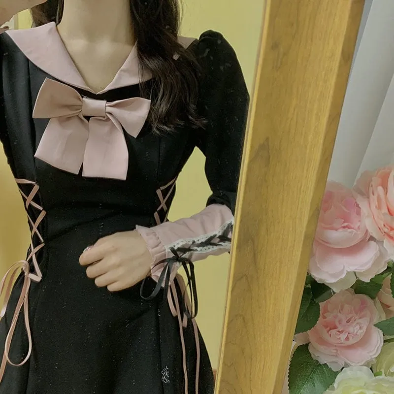Black Bowknot Lolita Lace Dress