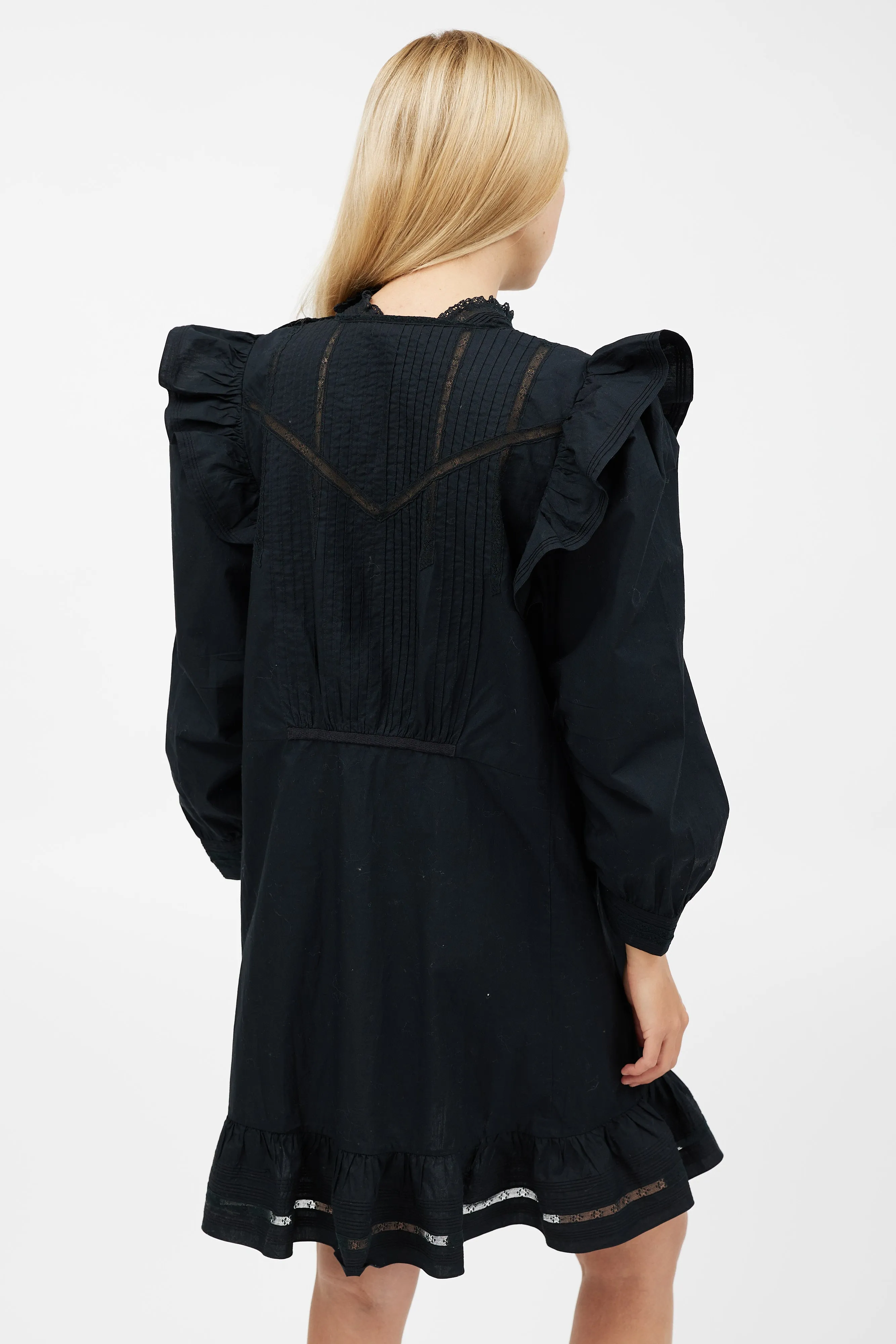 Black Pleated Lace Dress