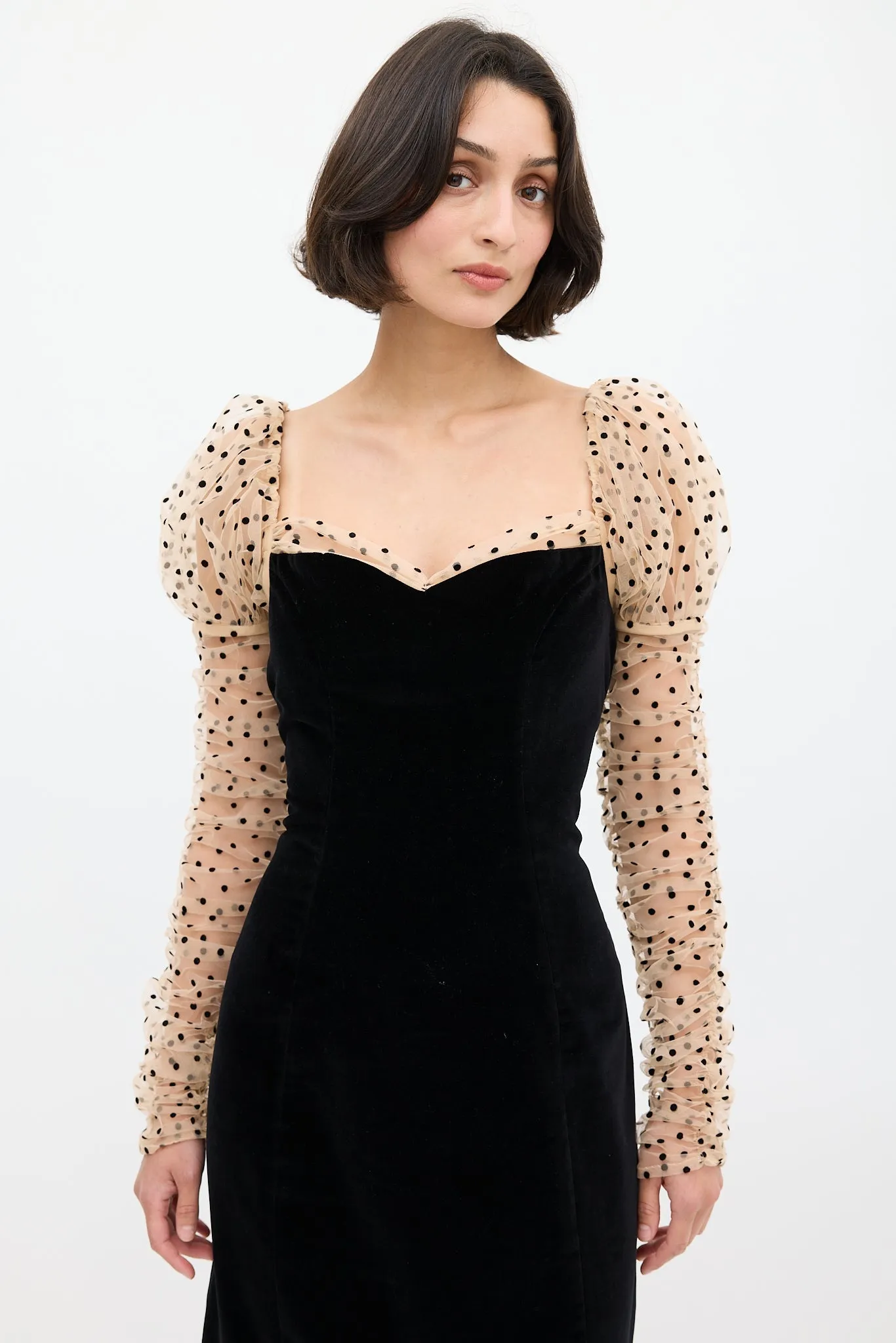 Black Velvet & Polka Dot Criselda Dress
