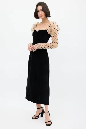 Black Velvet & Polka Dot Criselda Dress