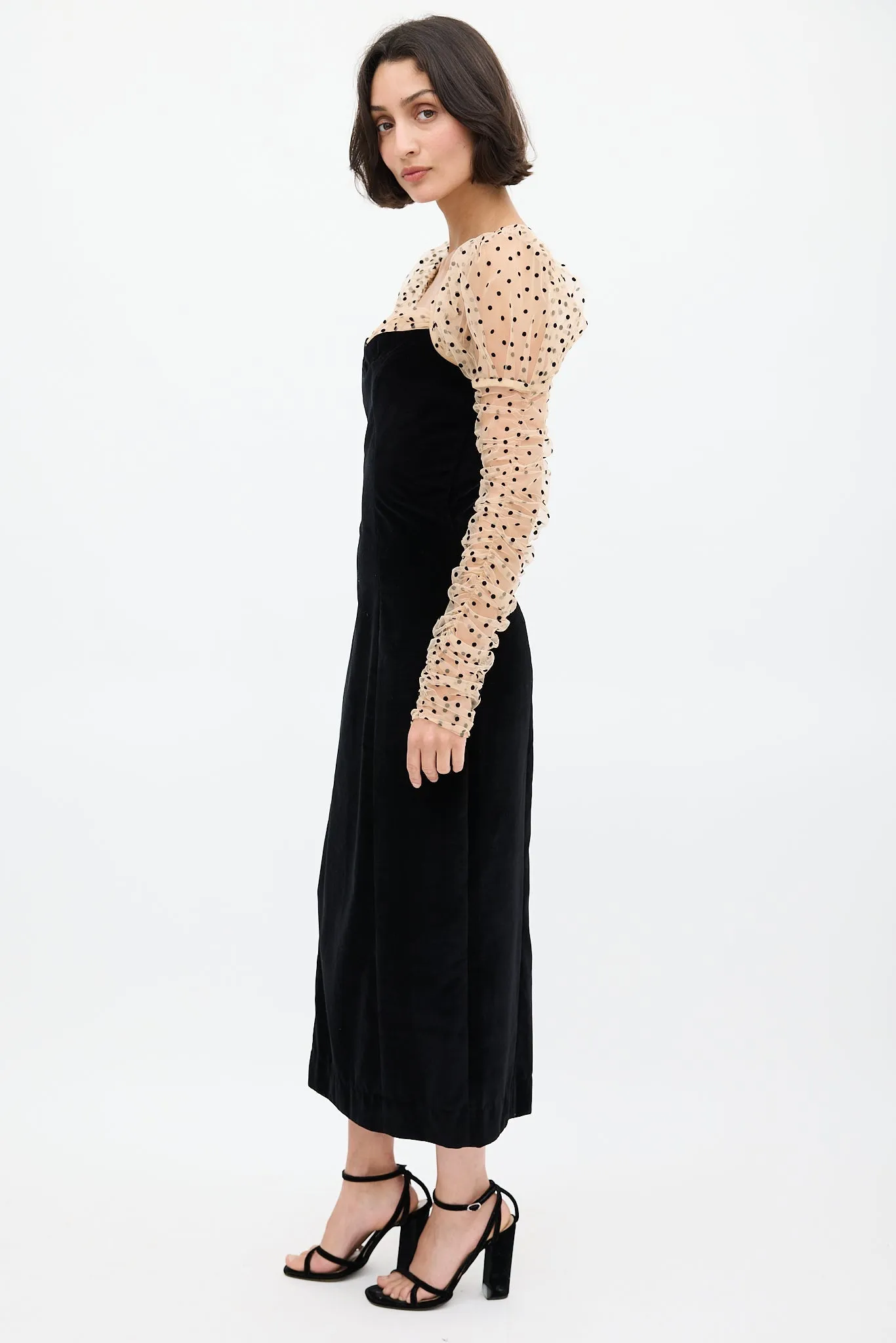 Black Velvet & Polka Dot Criselda Dress