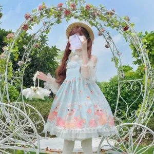 Bunny Fest  Dress Kawaii Academia Y2K Cottagecore Coquette Fairycore Dollette Princesscore