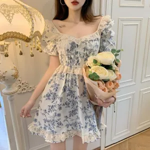 Fine China  Lace Floral Dress Kawaii Academia Y2K Cottagecore Coquette Fairycore Dollette Princesscore