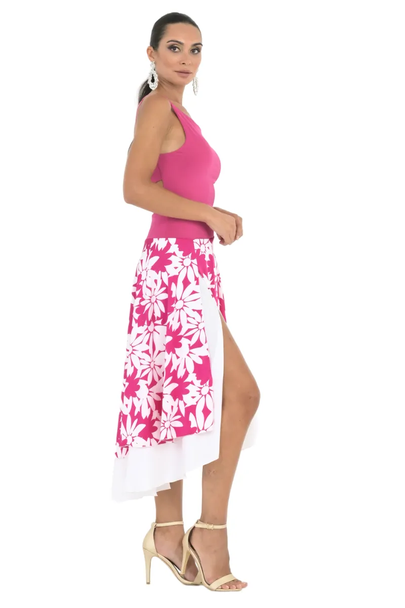 Fuchsia Floral Two-layered Dress