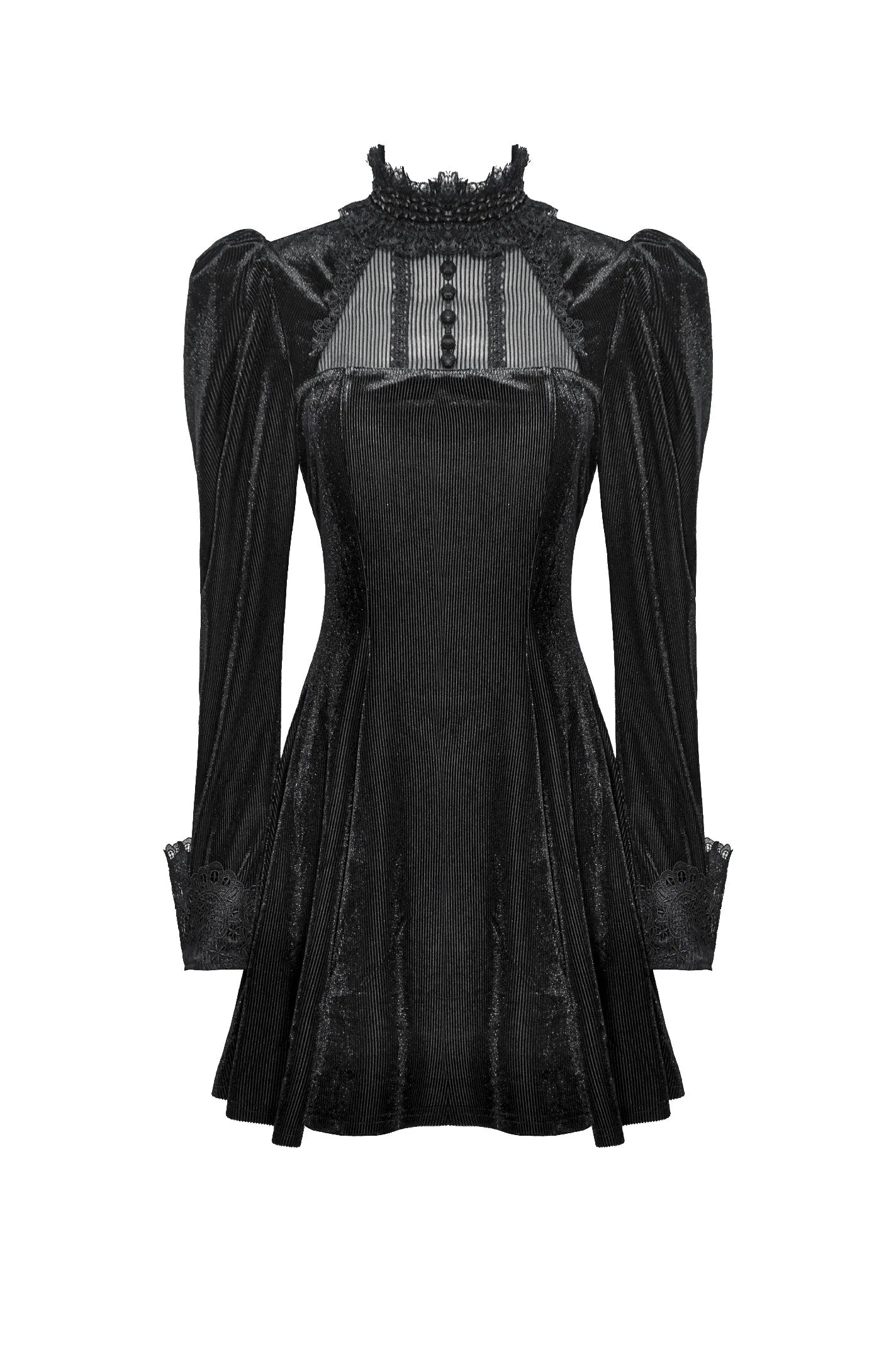 Gothic Velvet Lace Long-Sleeve Dress DW1006