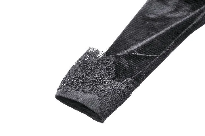 Gothic Velvet Lace Long-Sleeve Dress DW1006