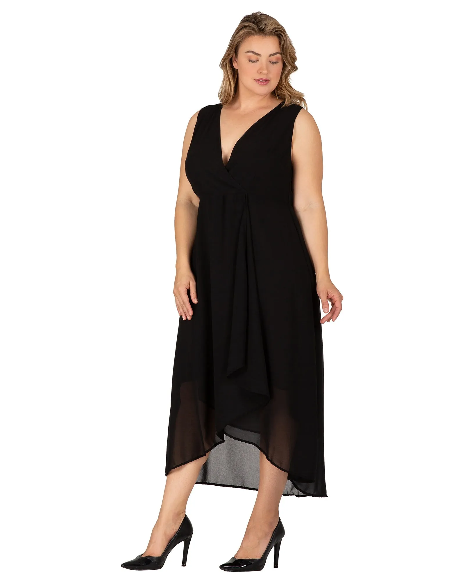 Leia High Low Maxi Dress | Black