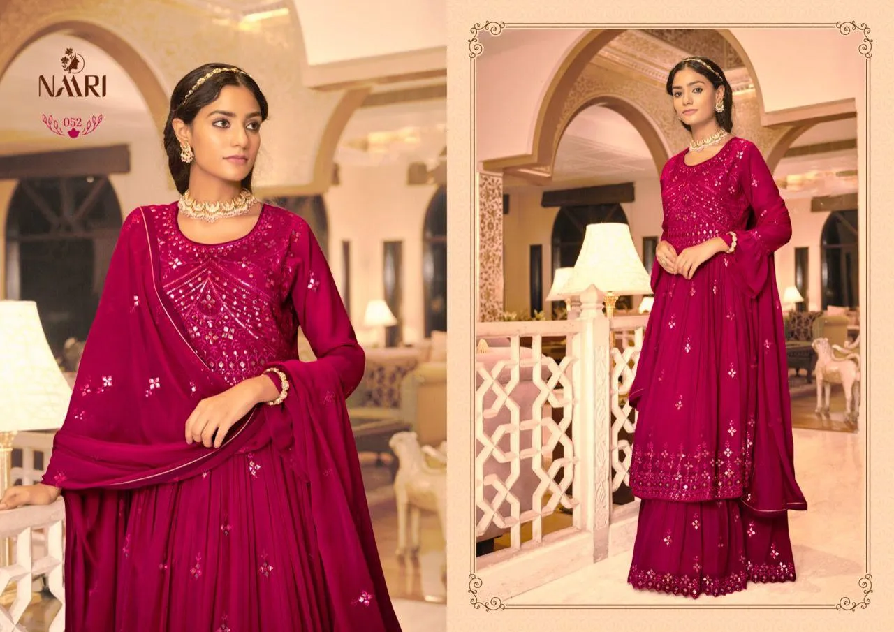 Naari Senorita Pure Gorgette top with heavy embrodery full stich skirt
