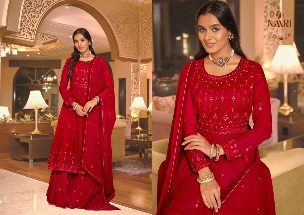 Naari Senorita Pure Gorgette top with heavy embrodery full stich skirt