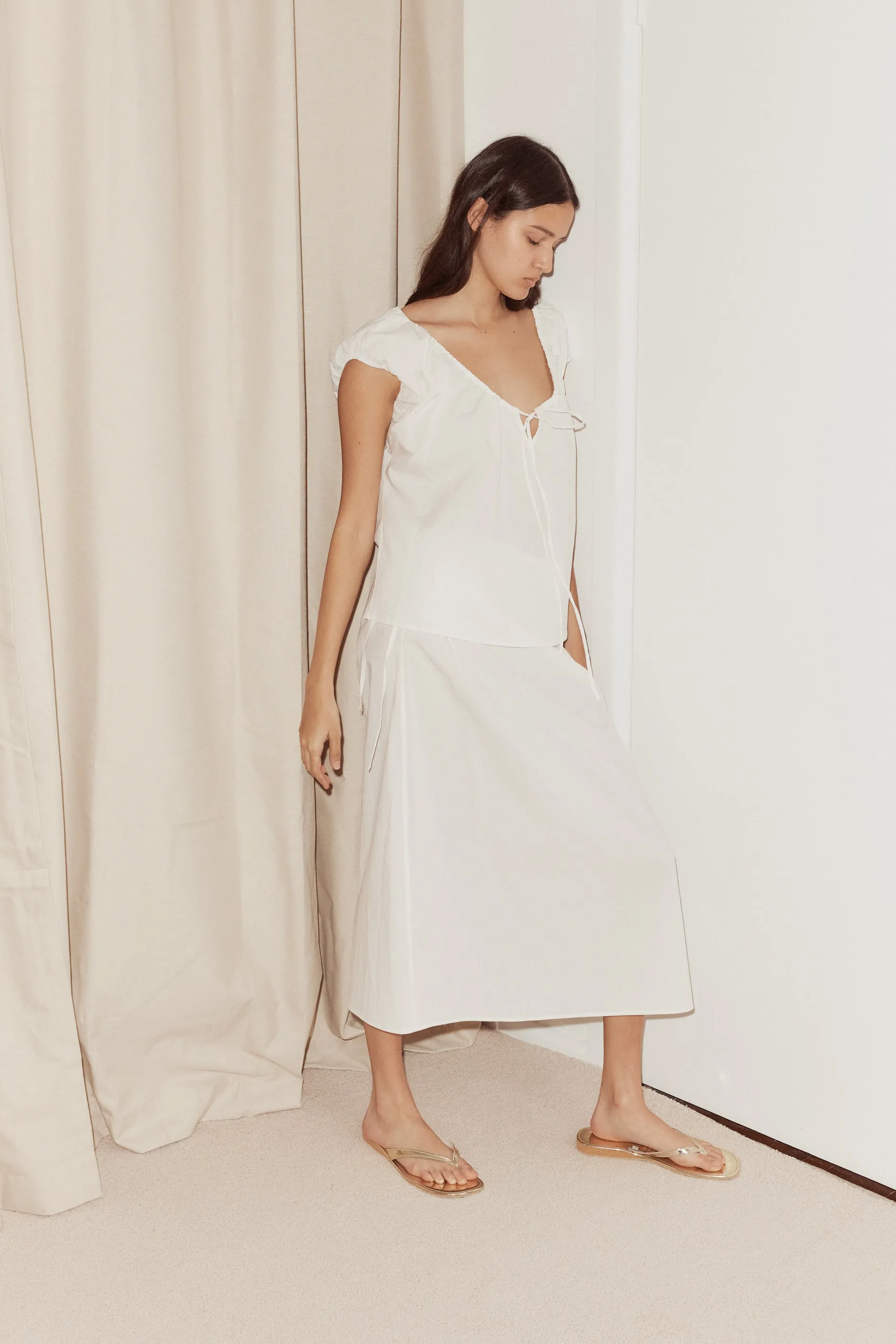 Pintuck Skirt White