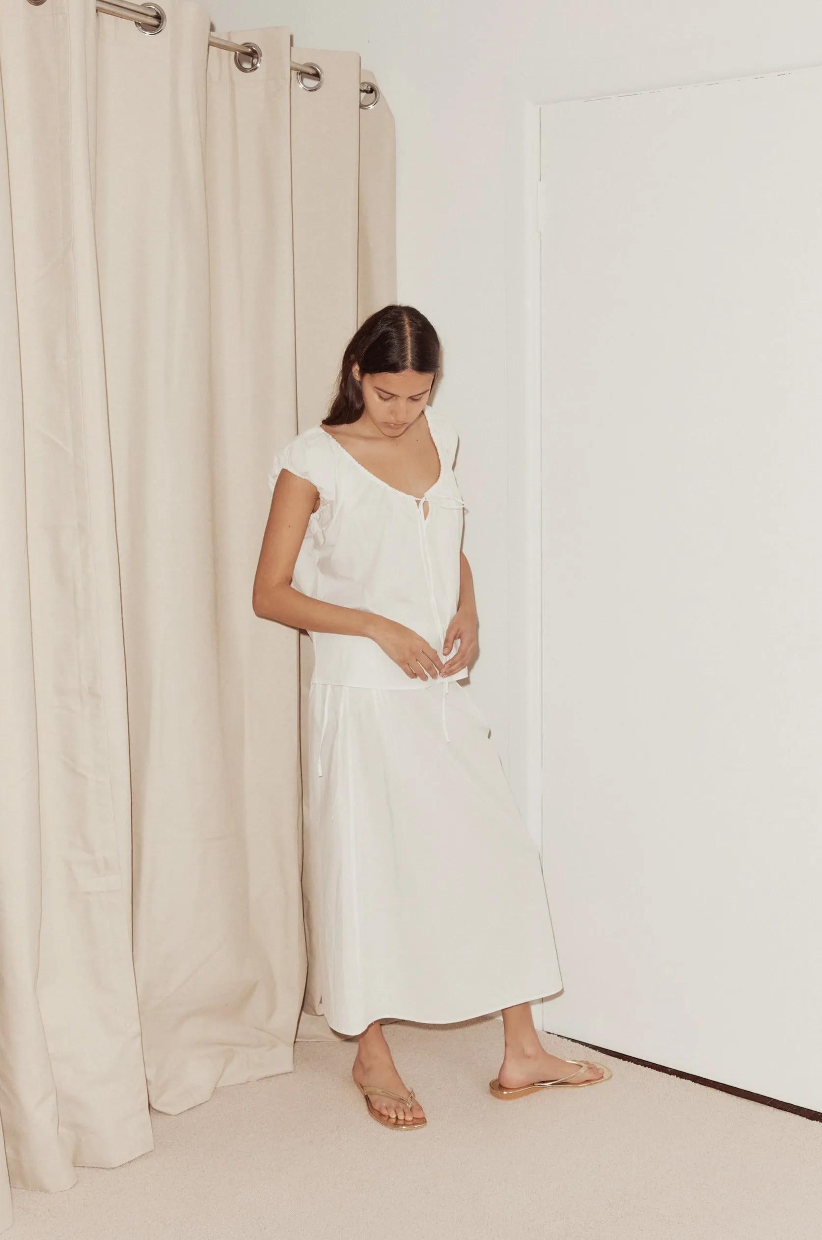 Pintuck Skirt White