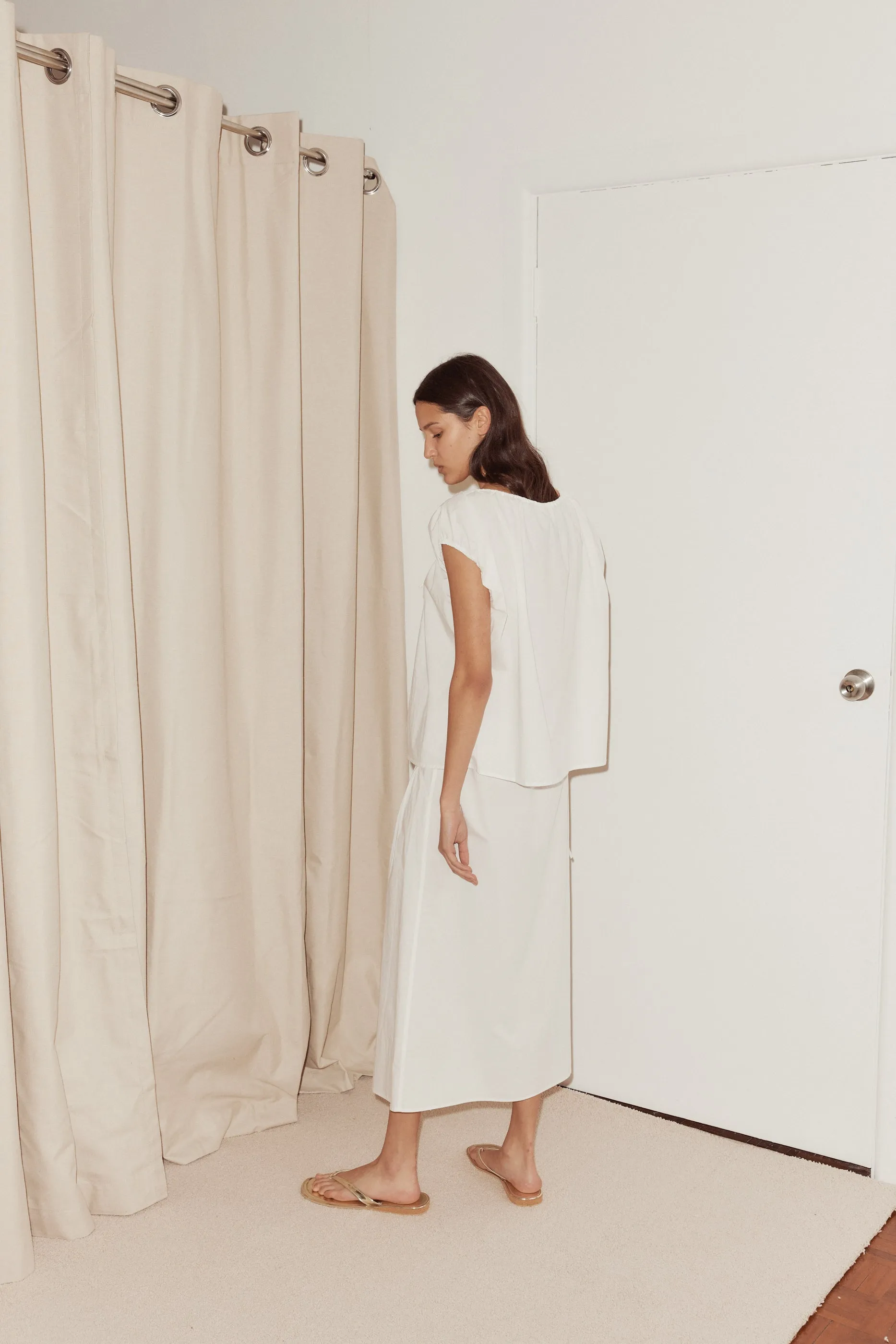 Pintuck Skirt White