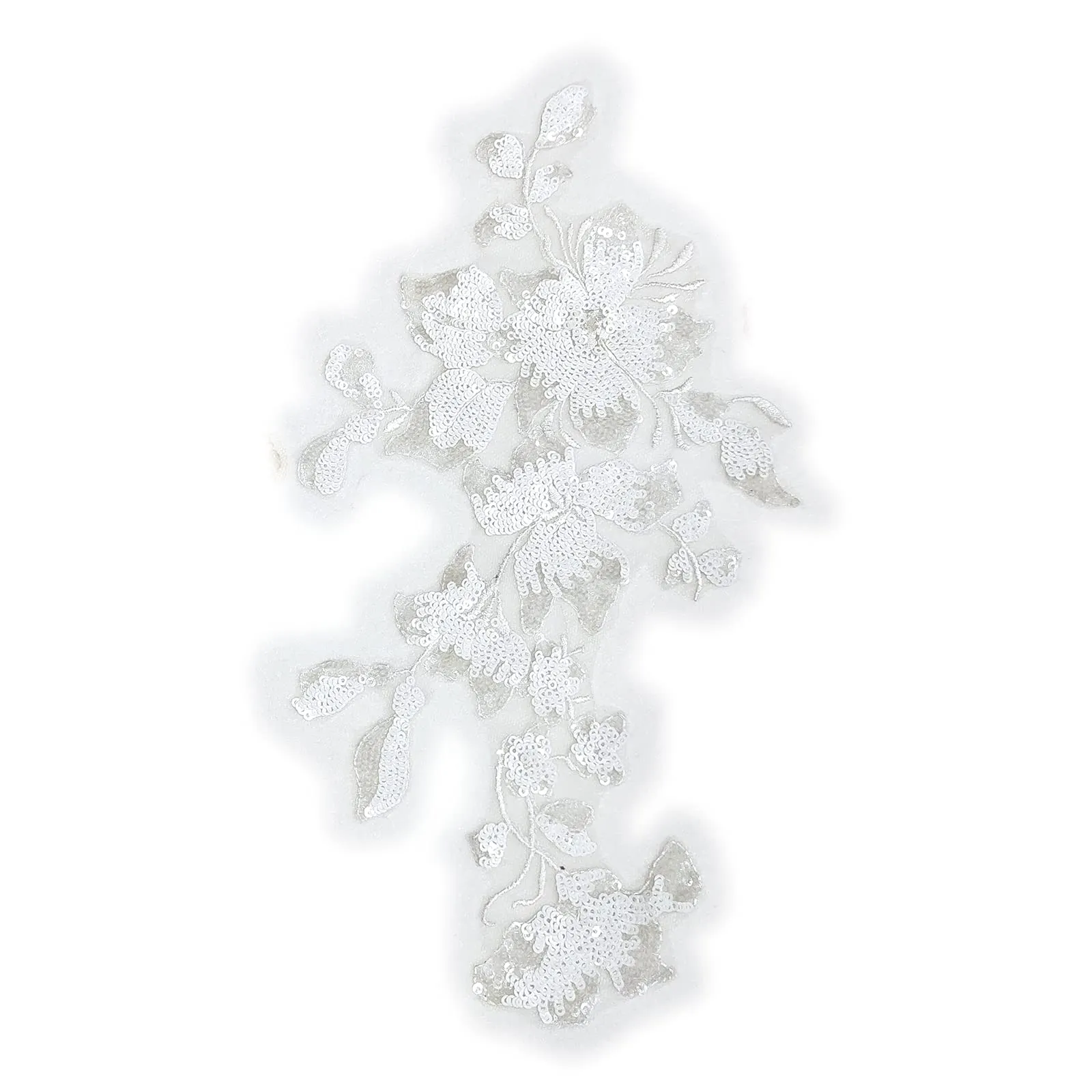 SUNMOVE Embroidery Sequin Lace Applique Sewing Flower Fabric Collar Patch for Wedding Gown Dress Bridal DIY Crafts