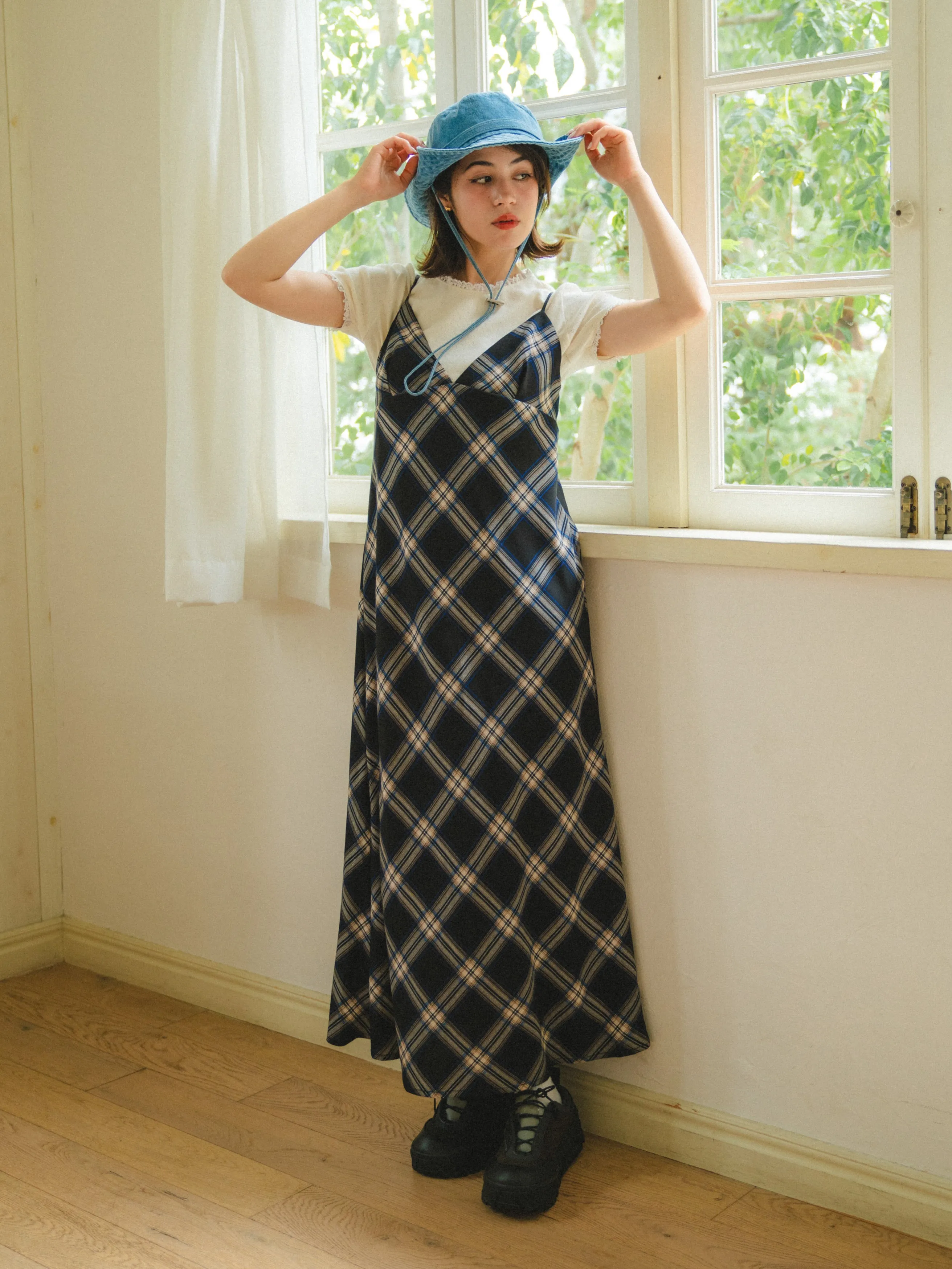 Vintage Check Long Dress