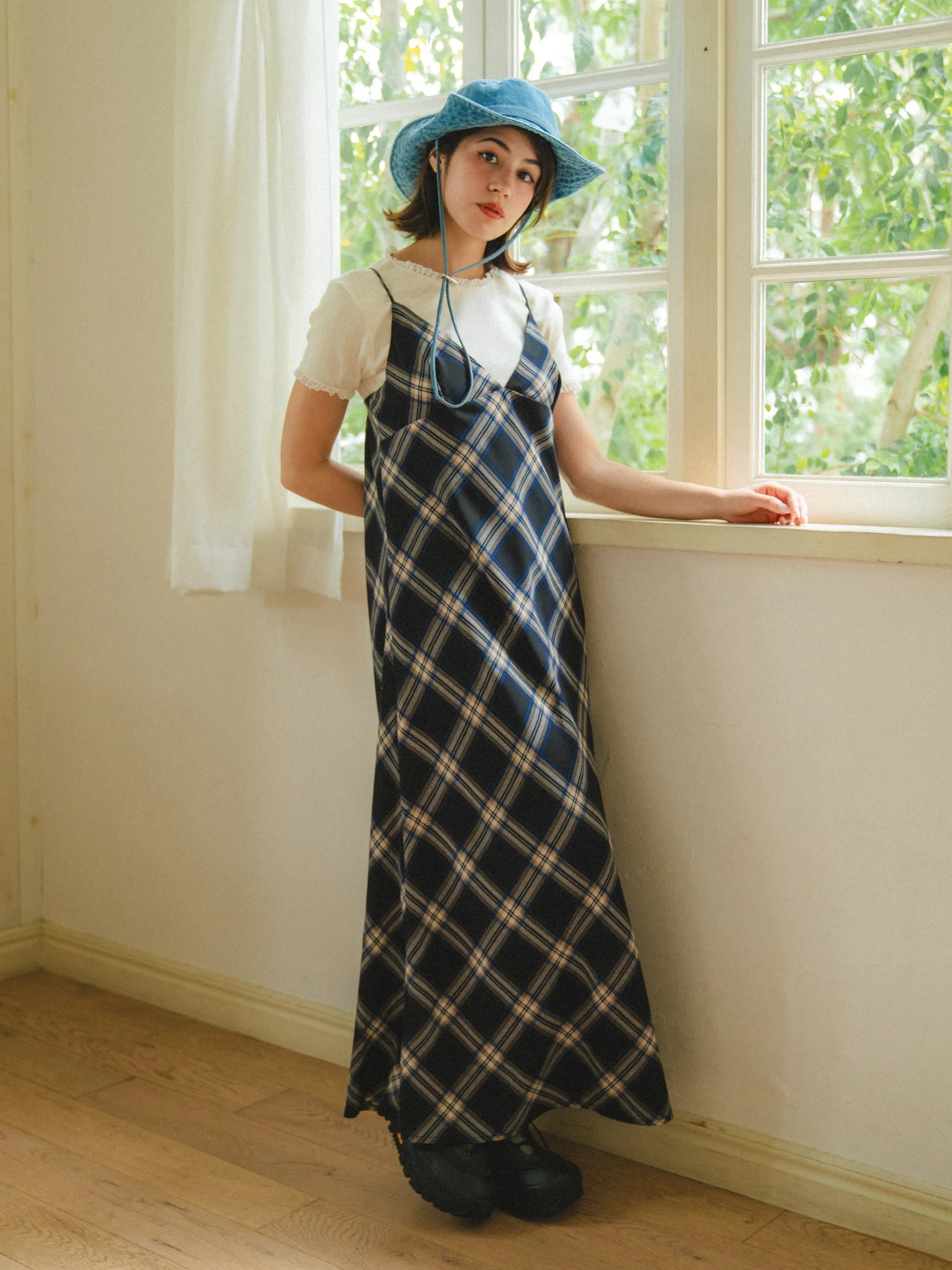 Vintage Check Long Dress
