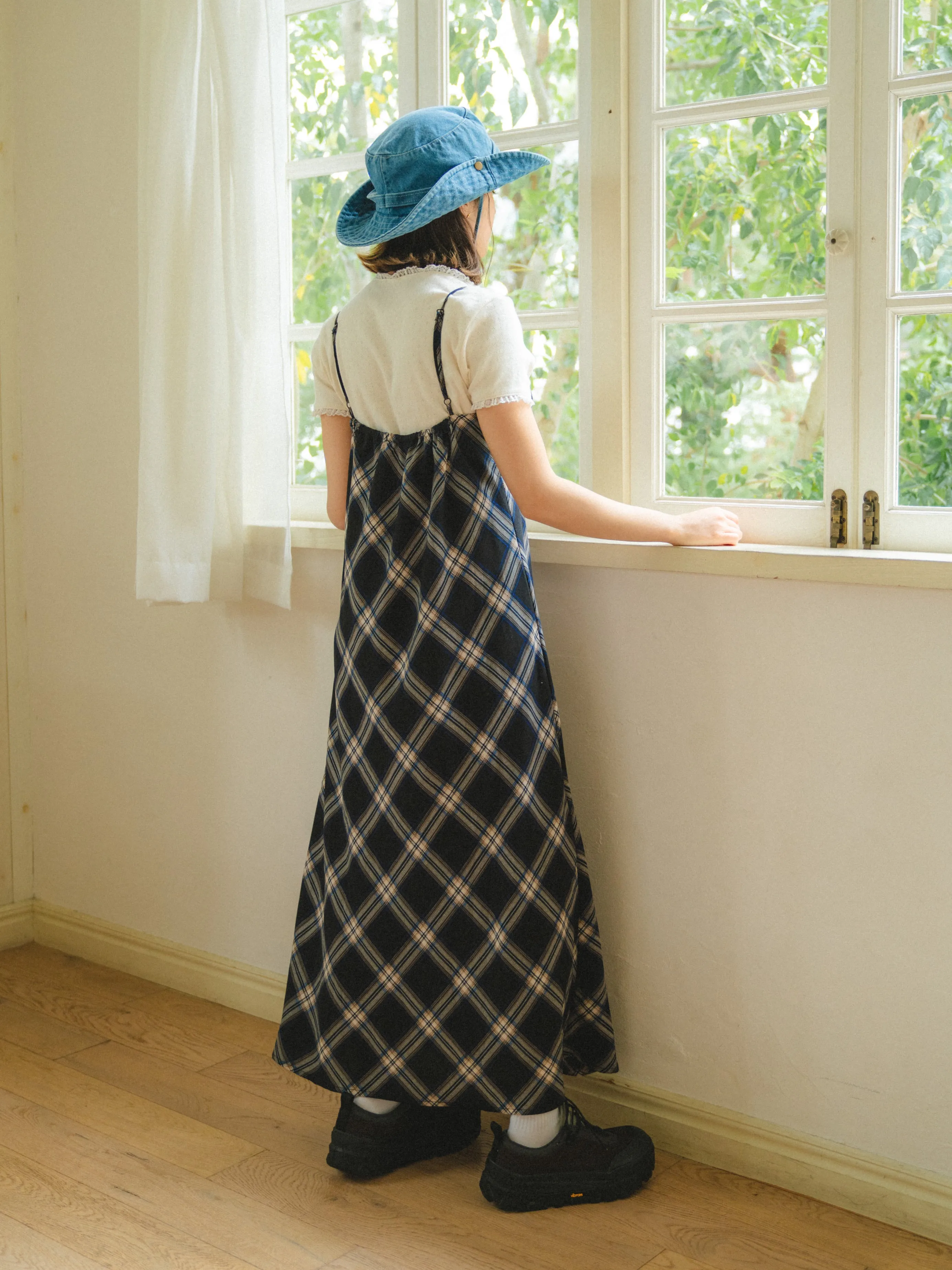 Vintage Check Long Dress