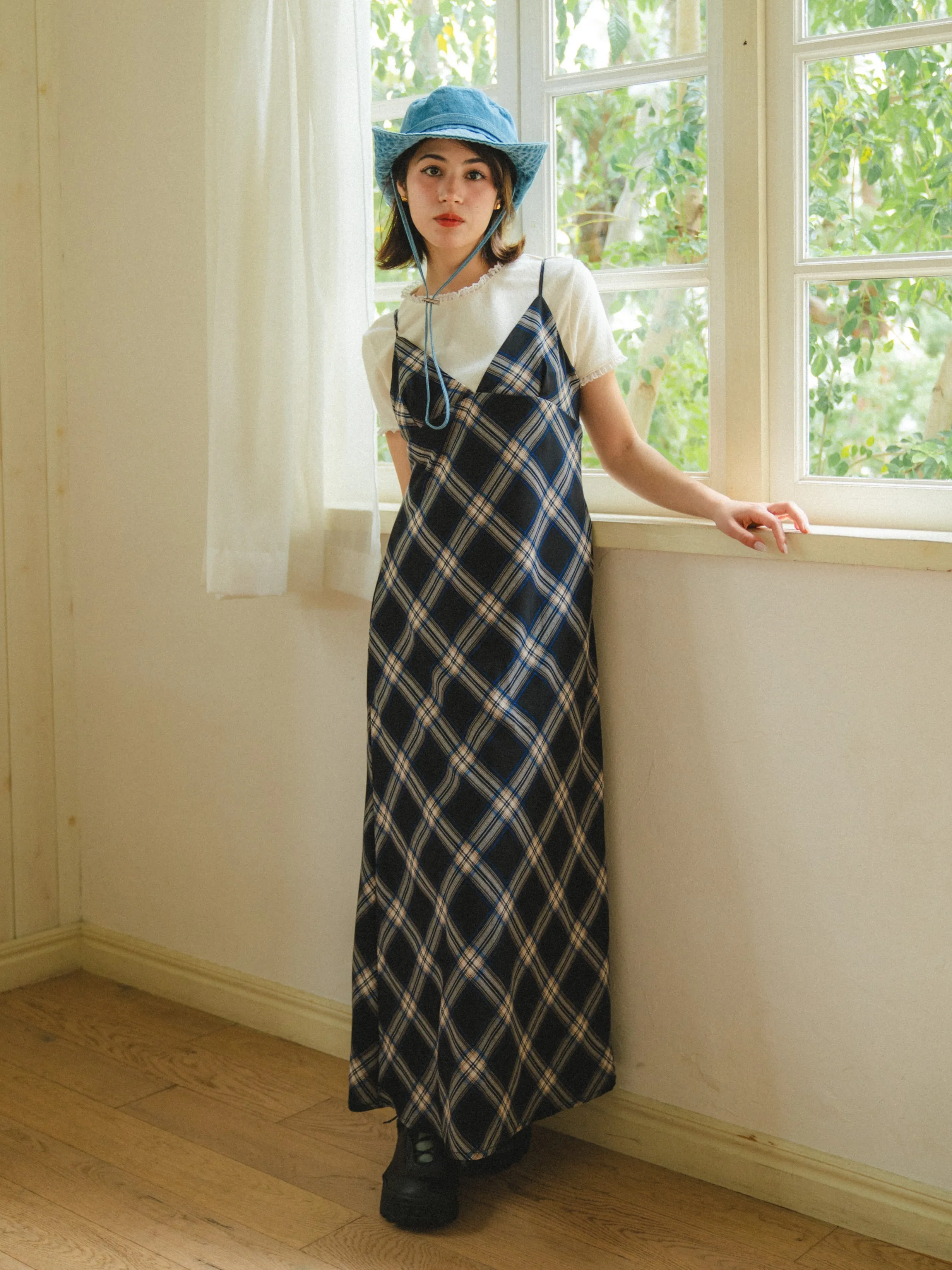 Vintage Check Long Dress
