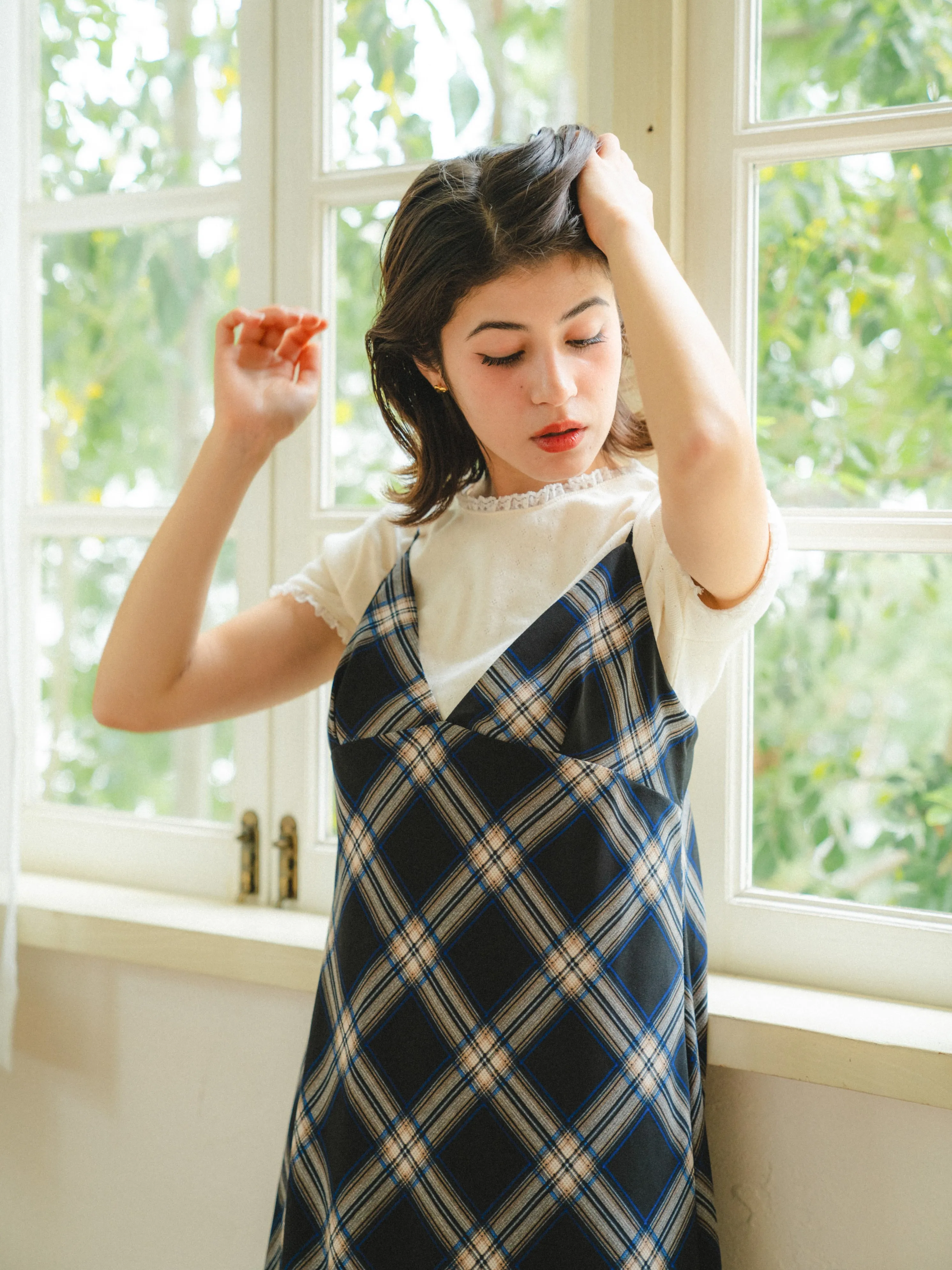 Vintage Check Long Dress