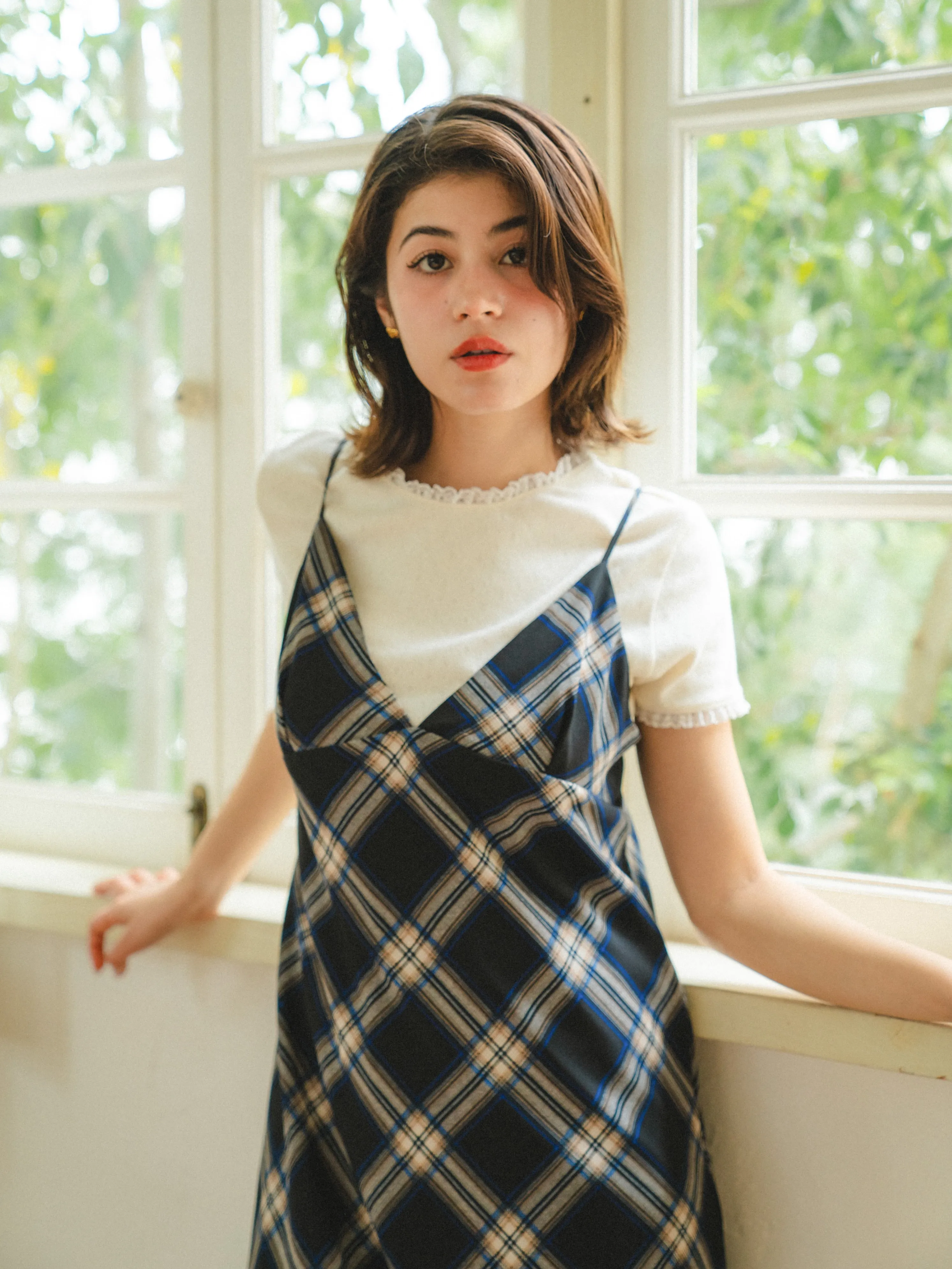 Vintage Check Long Dress
