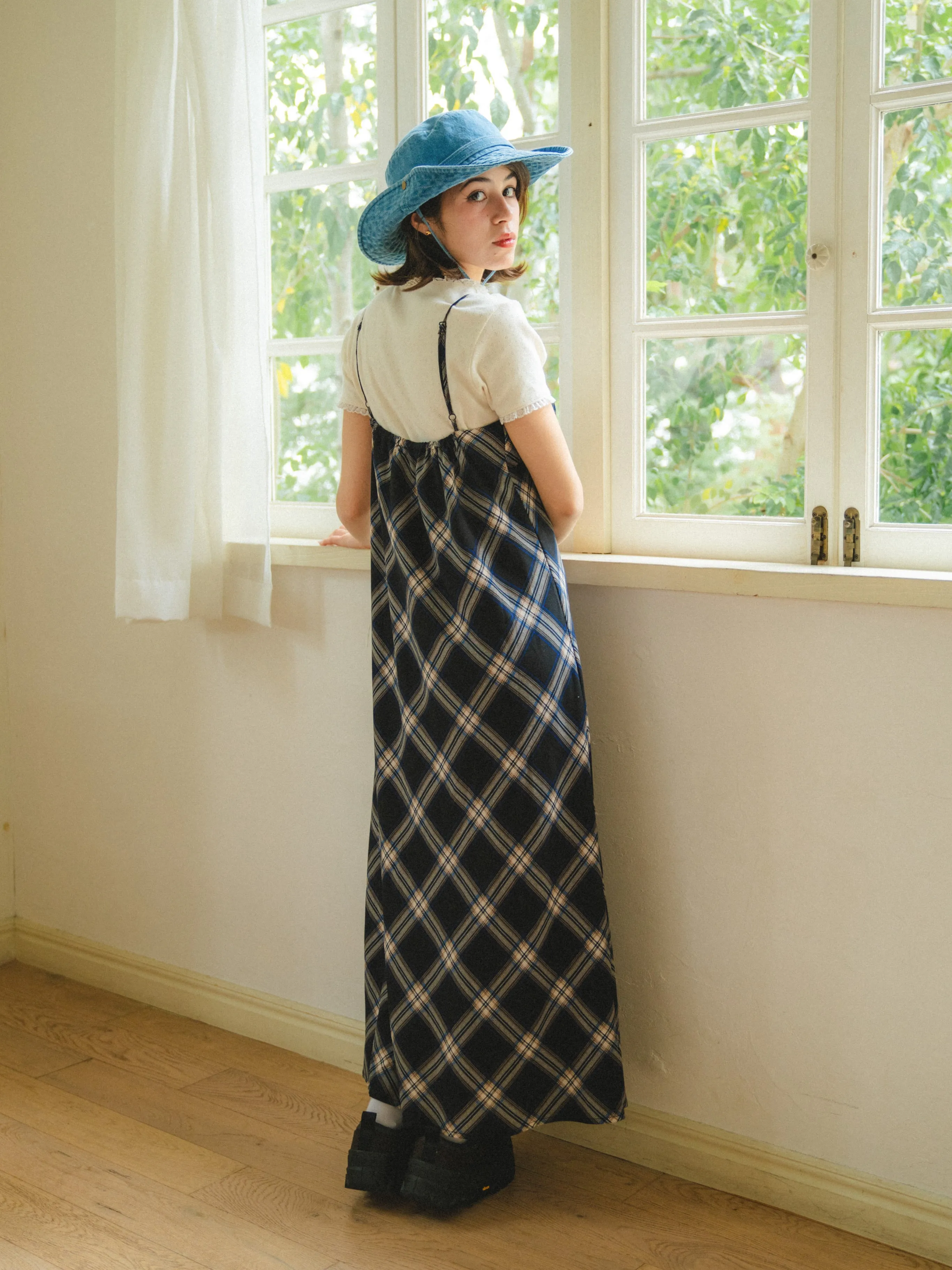 Vintage Check Long Dress