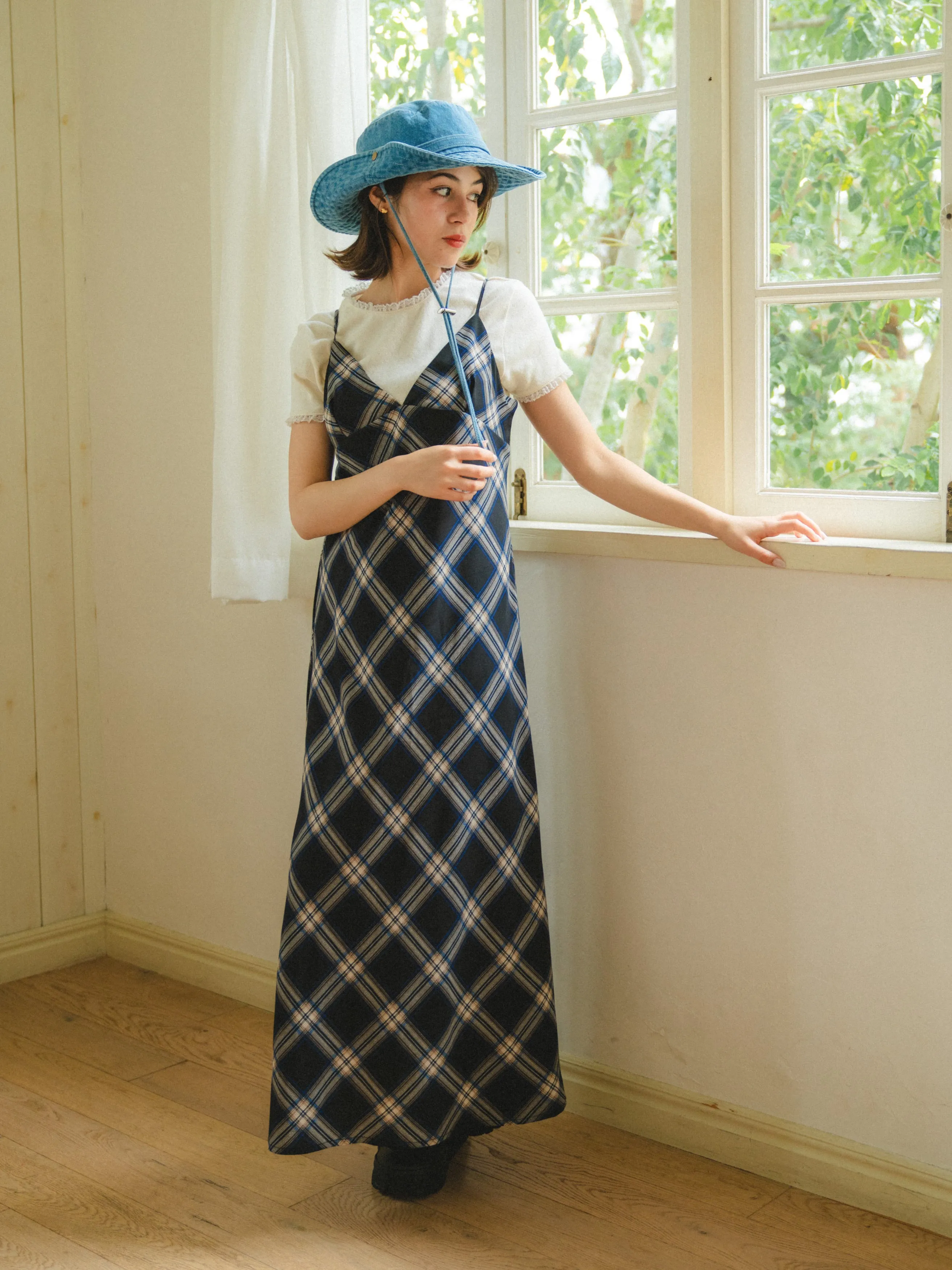 Vintage Check Long Dress